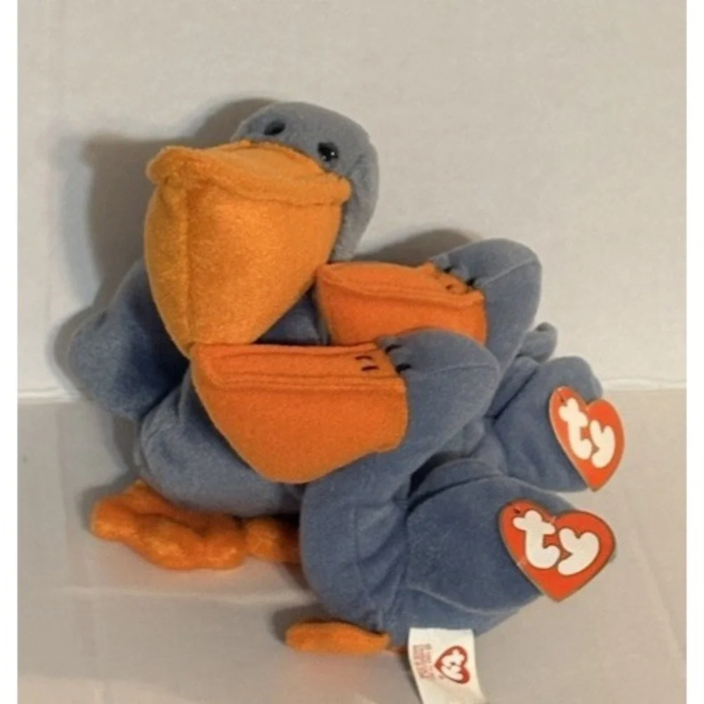 Vtg Ty Beanie Babies Scoop Pelican Lot Mom & Twins Teenie Babies 1993 1996 NWT